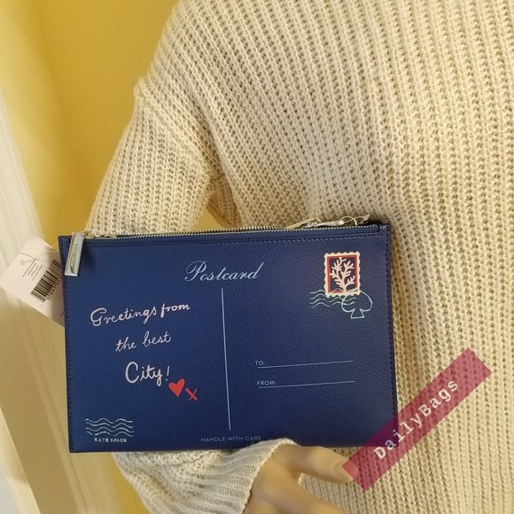 NWT KATE SPADE 100% AUTHENTIC POSTCARD CROSSBODY OFF THE GRID OCEAN BLUE NOVELTY - Picture 11 of 12